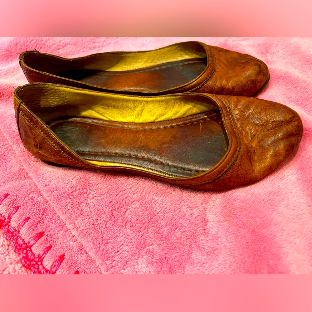 Frye brown leather flats size 8